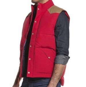 Levi's Men's Goose Down Fill Red Puffer Vest With Corduroy Trim Small